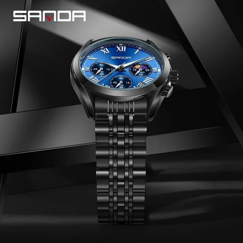 SANDA 5012 Executive Moonphase Steel Watch