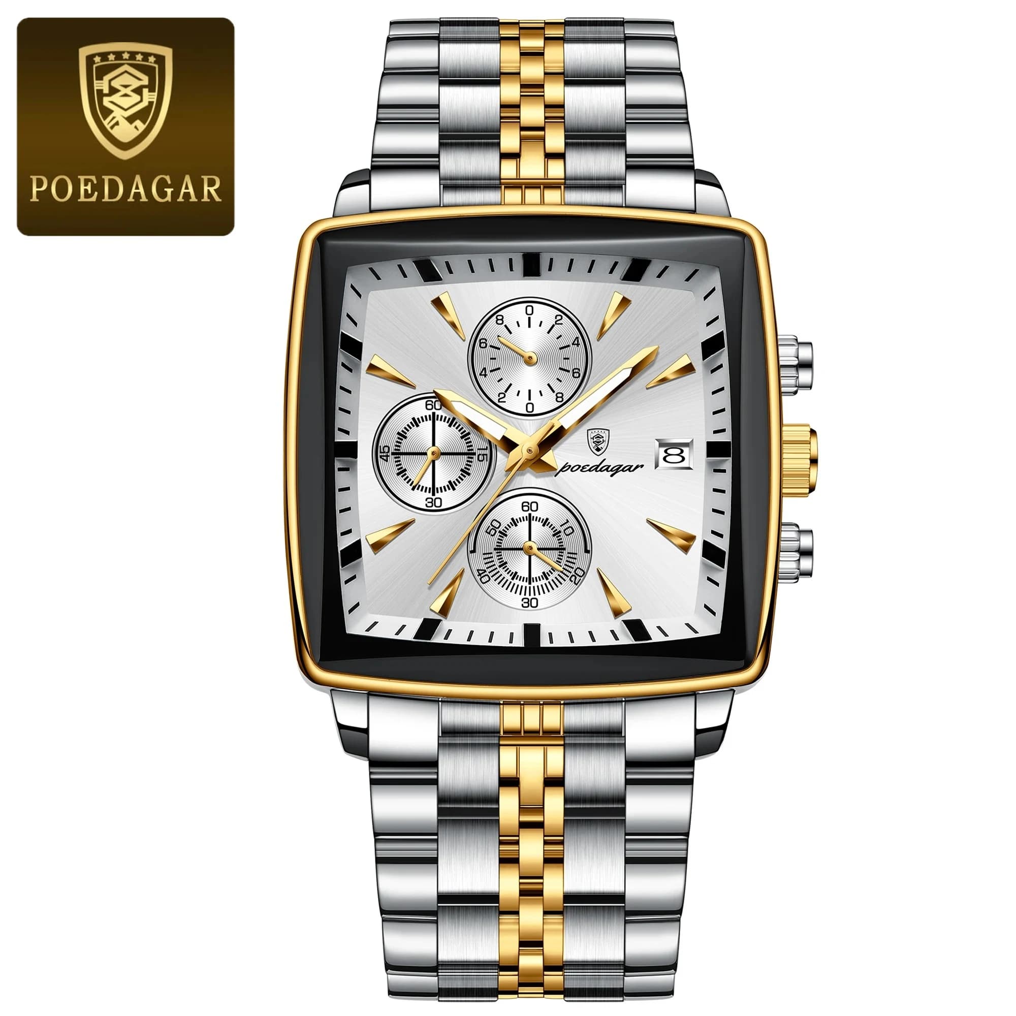 POEDAGAR 866 Luxury Square Chronograph
