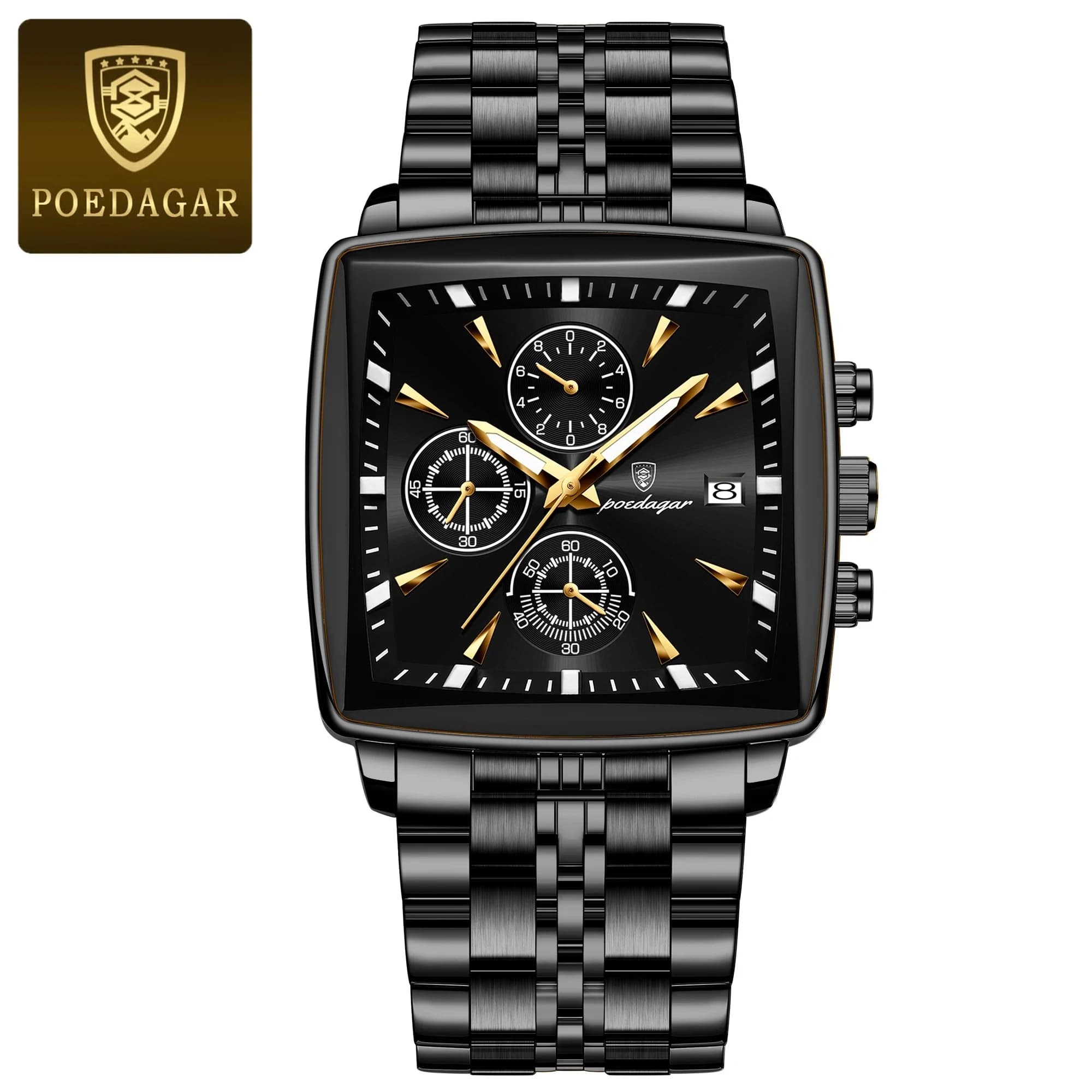 POEDAGAR 866 Luxury Square Chronograph 5