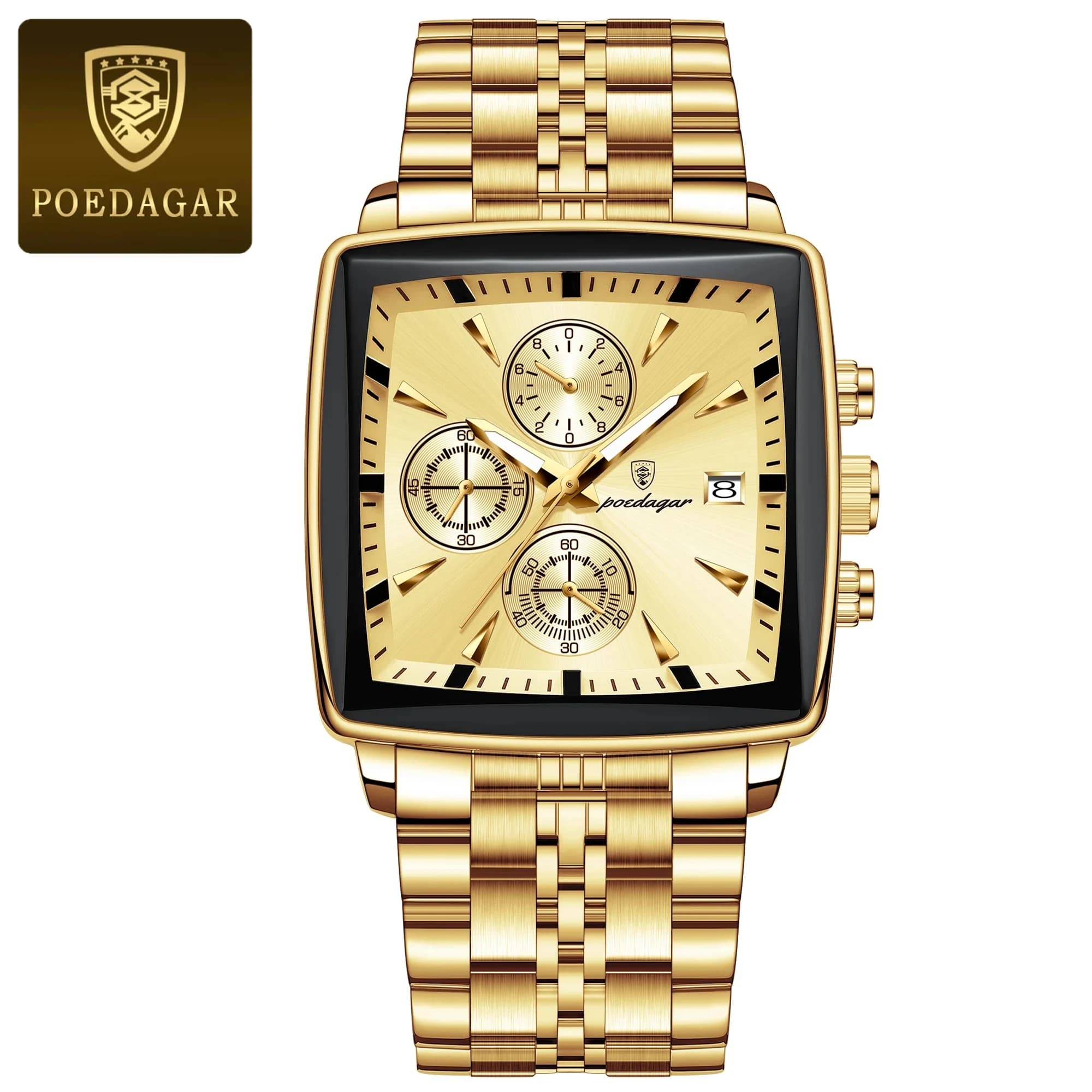 POEDAGAR 866 Luxury Square Chronograph 6