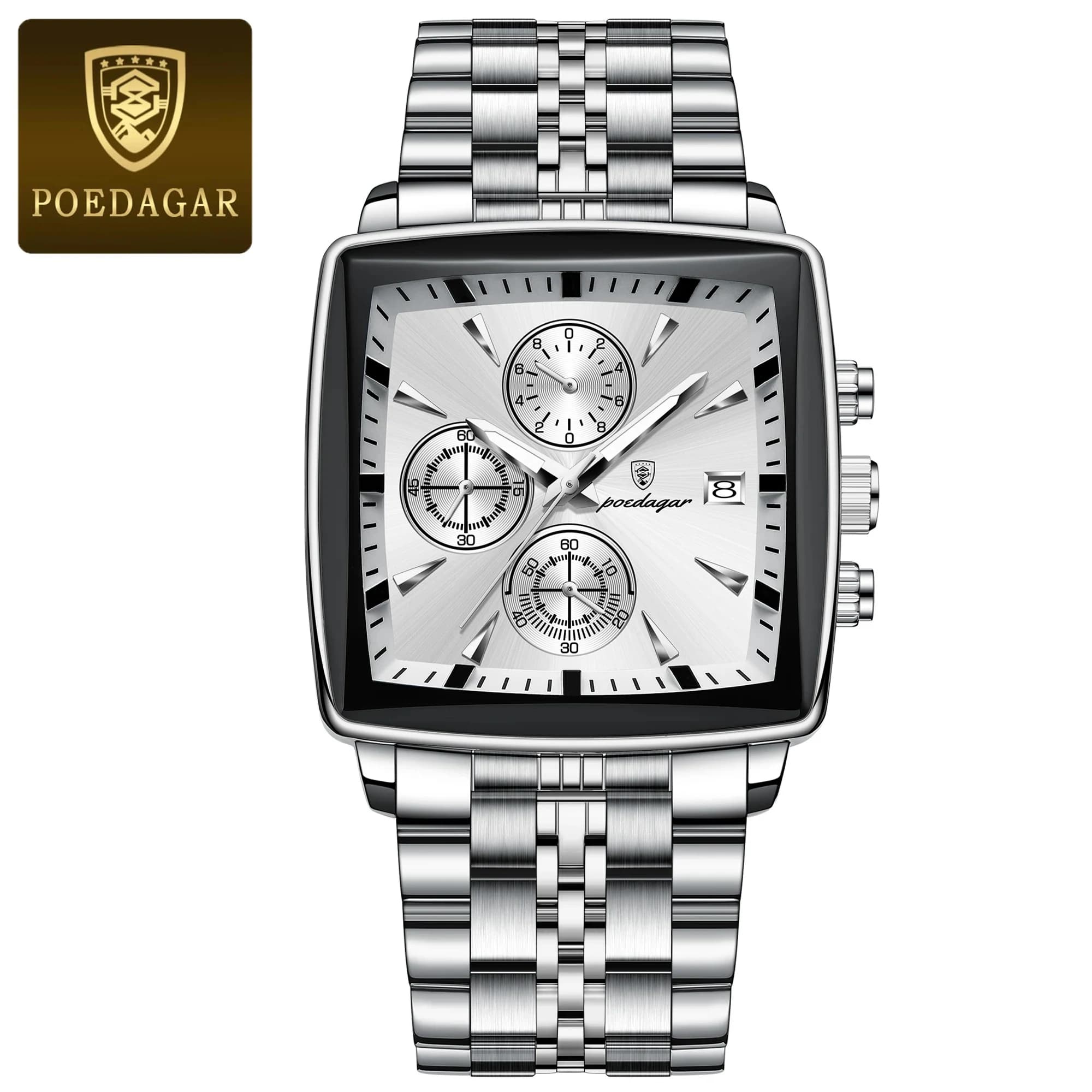POEDAGAR 866 Luxury Square Chronograph 7
