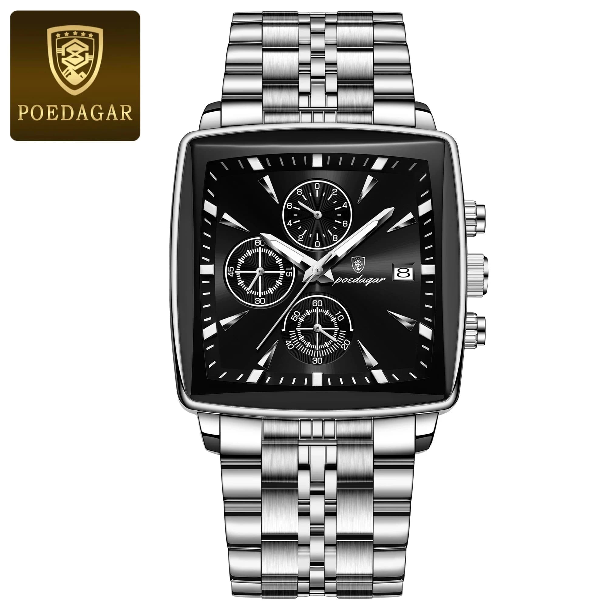 POEDAGAR 866 Luxury Square Chronograph 8