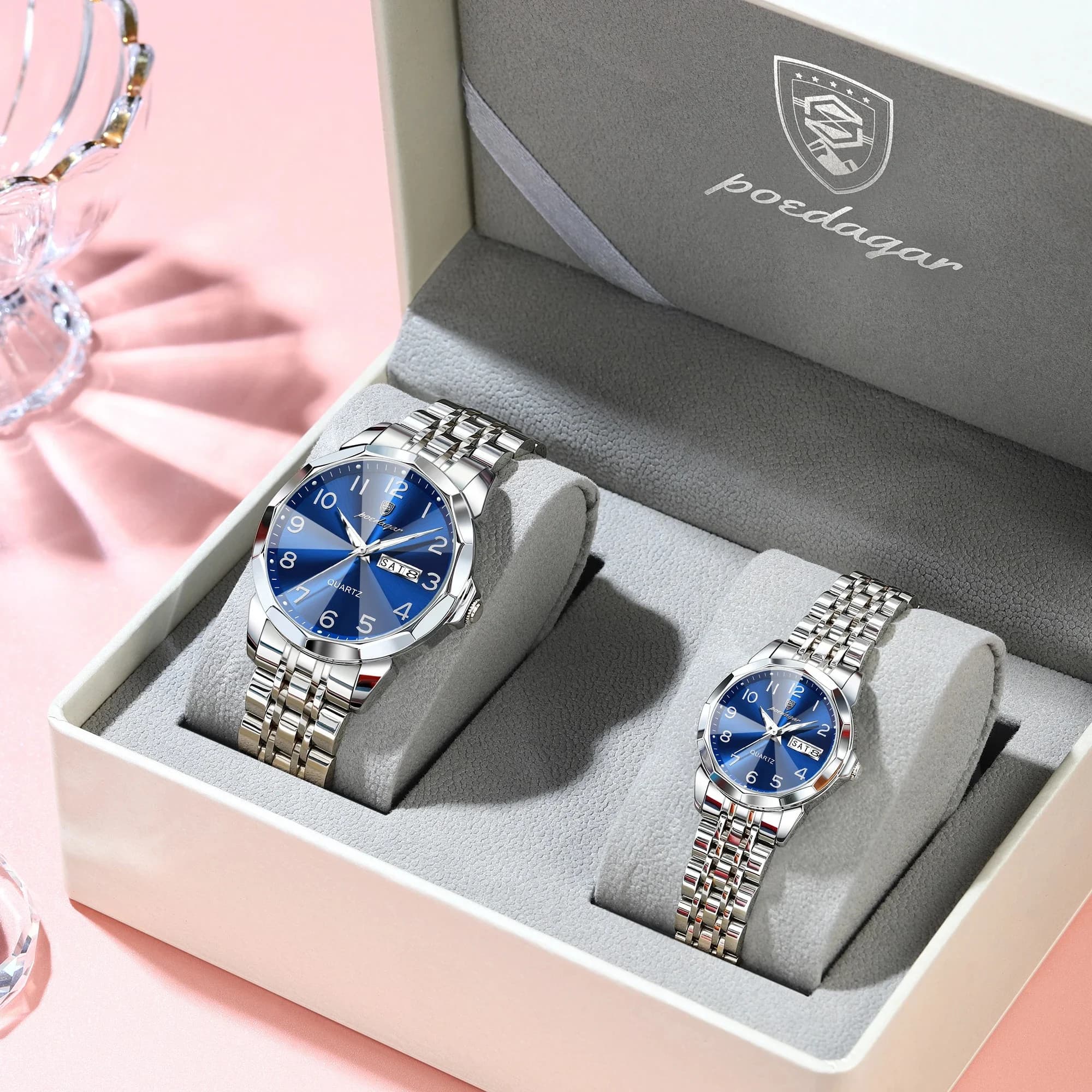 POEDAGAR 852 Couple's Watch Set 4