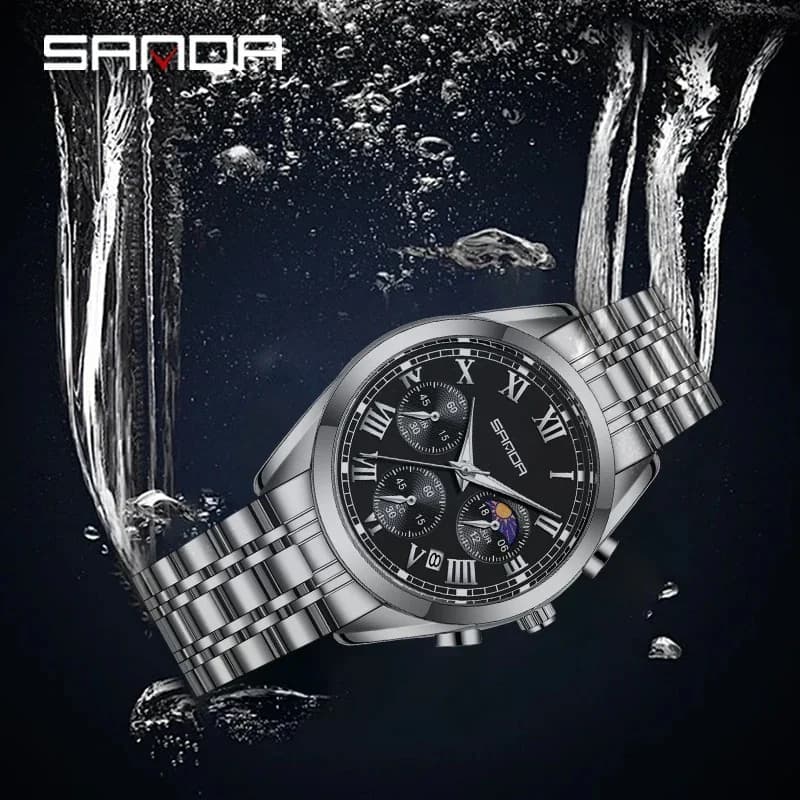 SANDA 5012 Executive Moonphase Steel Watch 2