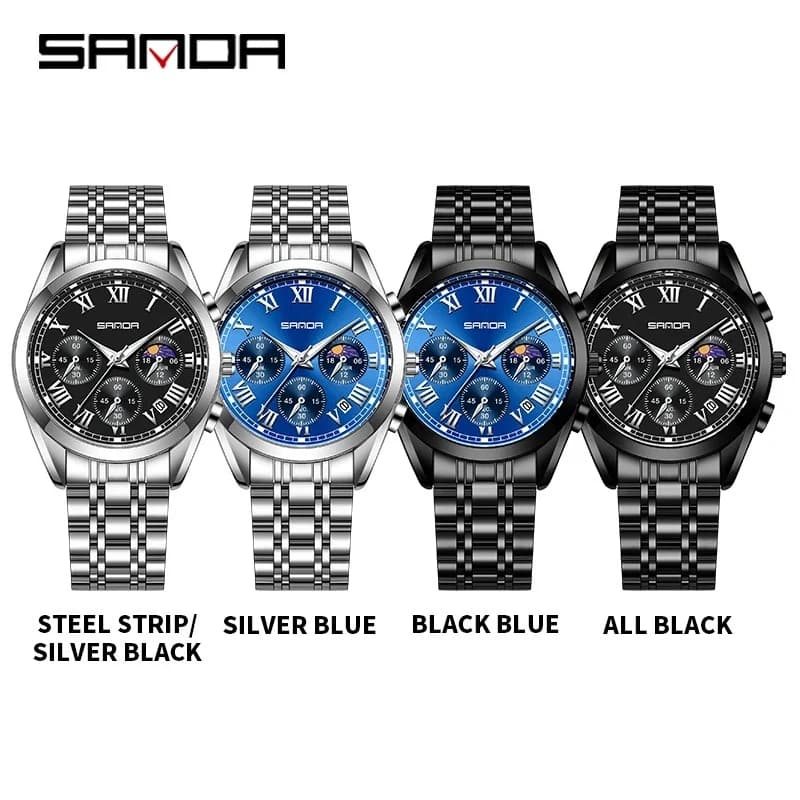 SANDA 5012 Executive Moonphase Steel Watch 4